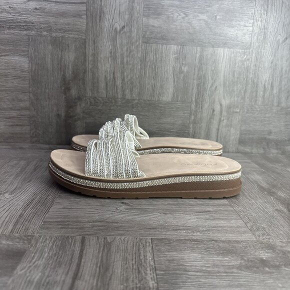 Adiamo Apmela Women's size 7.5 Studded Rhinestone Slide Sandals - Picture 2 of 8